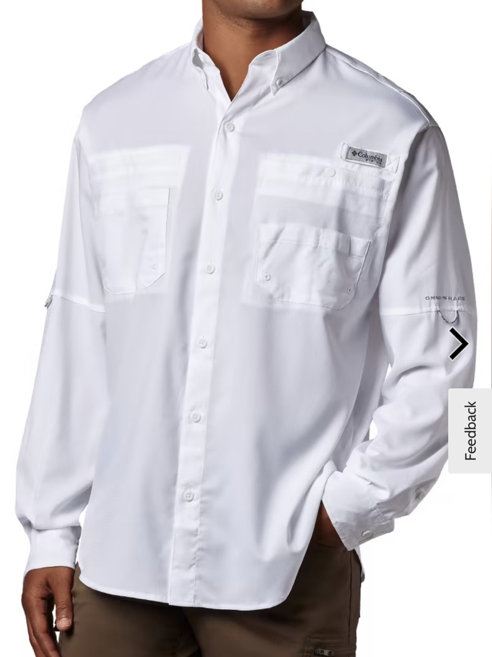 Columbia PGF Fishing Men's White Button-Down Performance Shirt